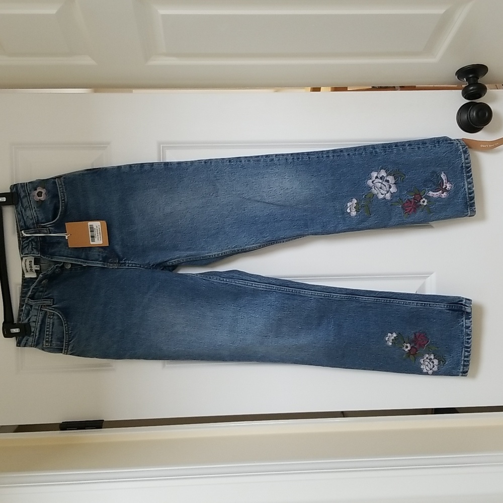 REFORMATION Cynthia High Rise Straight Embroidered Jeans